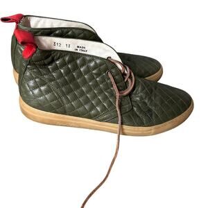 Del Toro Mens Green Quilted Leather Sneaker Shoes size 13 chukka